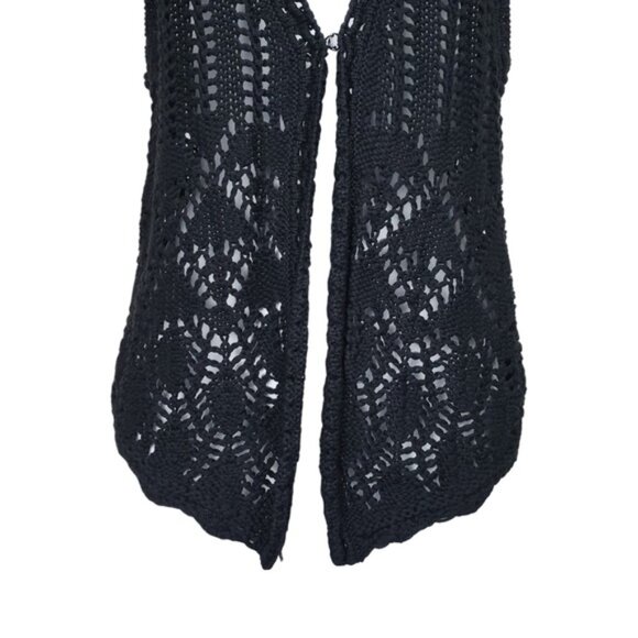 Old Navy Womens Sleeveless Black Crochet Knit Cardigan Sweater Vest Size XS NWT - Picture 3 of 8
